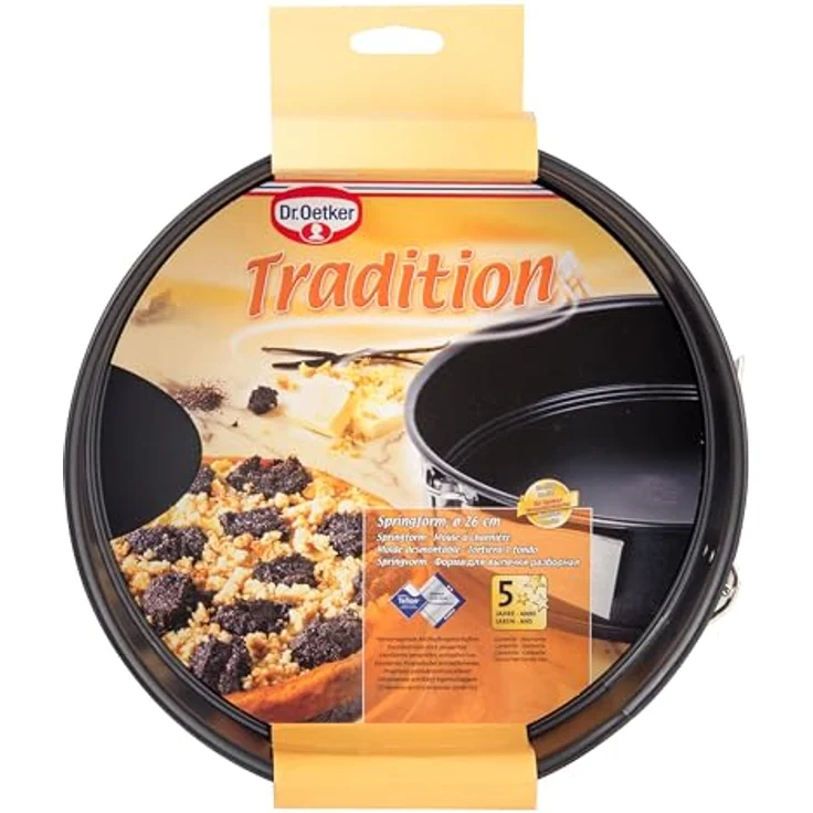 Dr. Oetker Springform Ø 26 cm, Backform mit Flachboden, runde Kuchenform aus Stahl mit Antihaftbeschichtung (Farbe: schwarz), Menge: 1 Stück – Bild 7