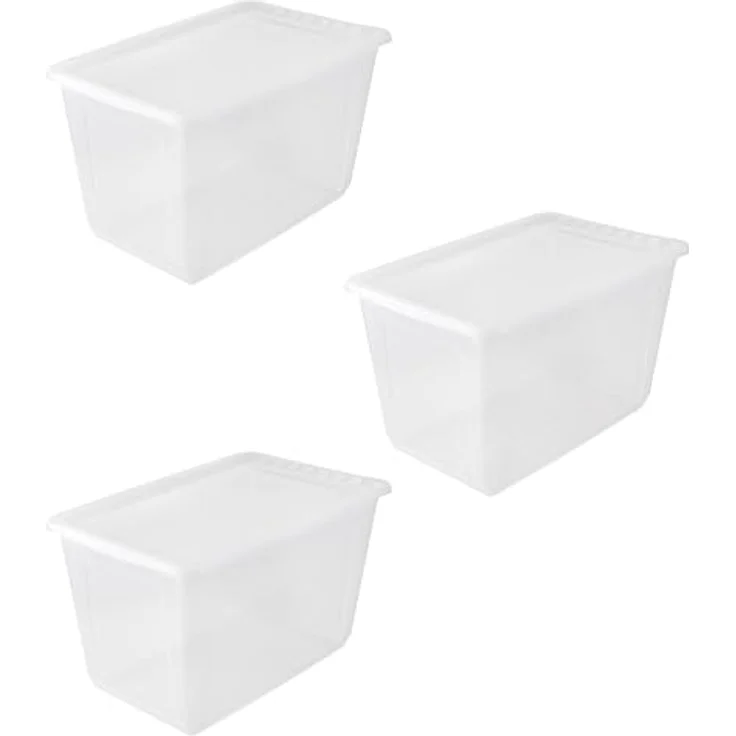 keeeper bea 3x Aufbewahrungsbox mit Air Control System, 59 x 39 x 35 cm, 52 l, transparent, stapelbar und belüftet – Bild 1