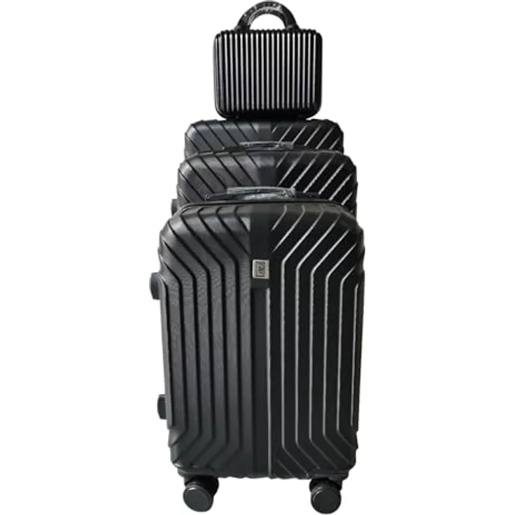 NTK-Collection Mabell Hartschalenkoffer 4er-Set Schwarz, (115 l, Handgepäck bis 50 l, M 50-90 l, L 90-115 l, XL ab 115 l) mit Zahlenschloss und leichtläufigen Rollen