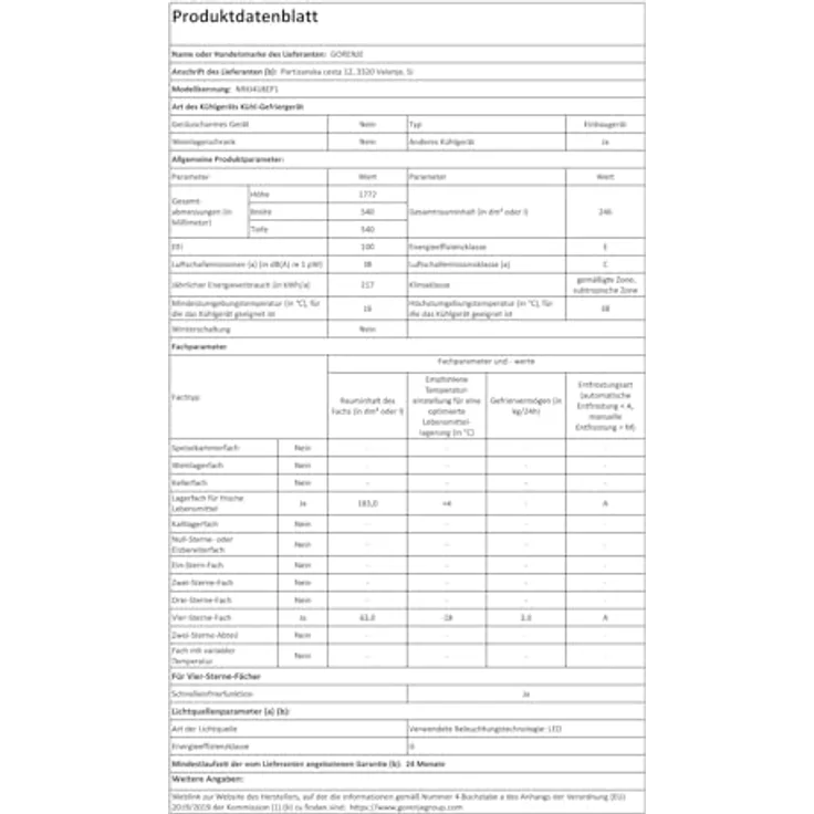 Gorenje NRKI 418 EP 1 Kühl-Gefrierkombination, Einbau, NoFrost, Breite 54 cm, Energieklasse E – Bild 5