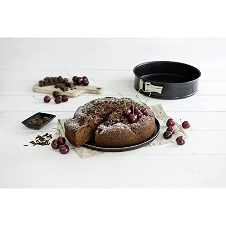 Zenker Springform Ø 28 cm, Backform mit Antihaftbeschichtung, runde Kuchenform mit Flachboden (Farbe: schwarz), Menge: 1 Stück – Bild 2