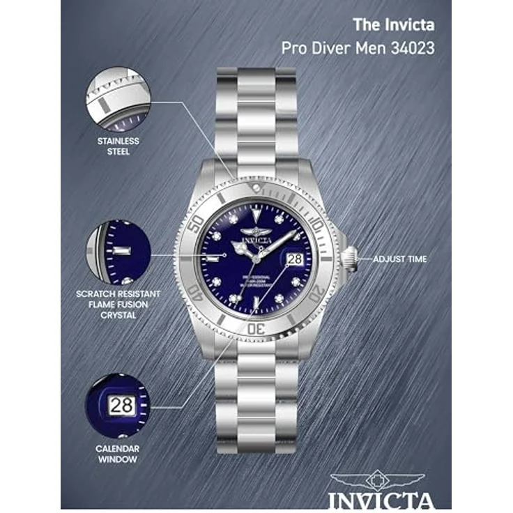 Invicta Pro Diver, Edelstahl Herren Quarzuhrwerk mit Datumsanzeige, 40mm – Bild 4