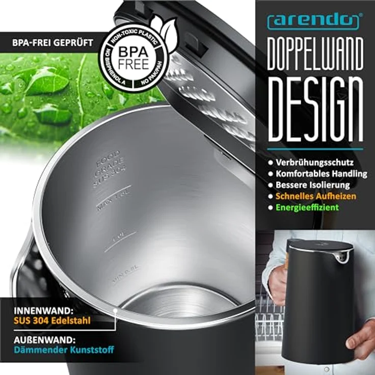 Arendo Sevencook Edelstahl Eierkocher, 7 Eier, 400 W, Härtegrad einstellbar, Warmhaltefunktion – Bild 3