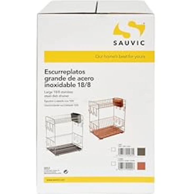 Sauvic 90980-Geschirrständer, aus 304 Edelstahl, mit grauen Tablett, groß 43 x 25 x 41,5 cm. – Bild 4