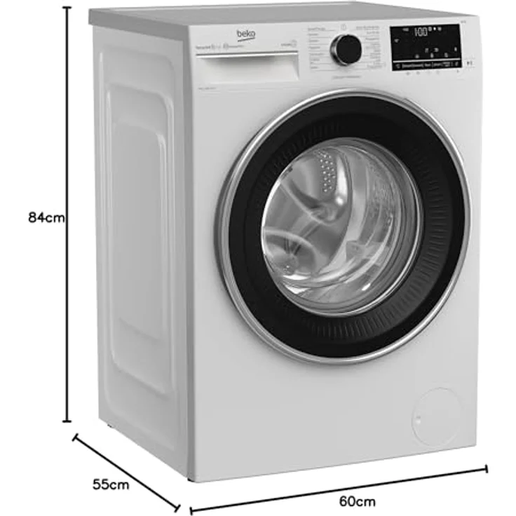 Beko B5WFU58415W, Frontlader-Waschmaschine, A, Fassungsvermögen 8 kg, Standgerät, Breite 60 cm – Bild 9