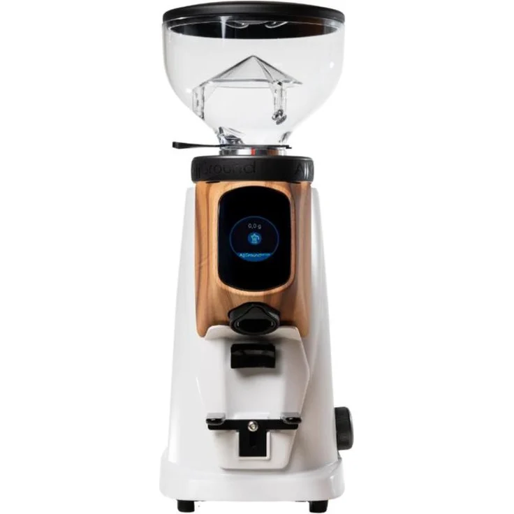 Fiorenzato AllGround Sense Artic Weiss Matt & Walnuss, Kaffeemühle mit DARK-T Titan Mahlwerk und Touchscreen-Display für präzise Grammzahl-Einstellung – Bild 1