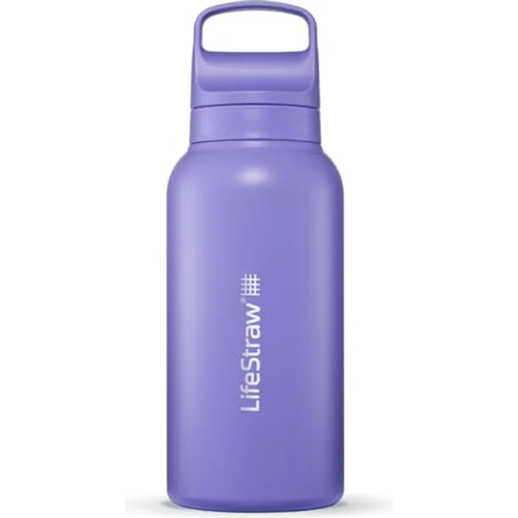 LifeStraw Go Steel 1-Liter, Edelstahl Trinkflasche mit 2-Stufen-Wasserfiltersystem, thistle purple – Bild 1