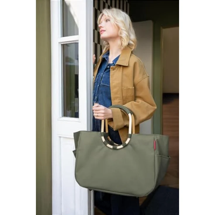 reisenthel Loopshopper L, Einkaufstasche mit großem Hauptfach und gepolsterten Tragegriffen aus Aluminium, 46 cm, Grün, nachhaltig aus recyceltem Material – Bild 6