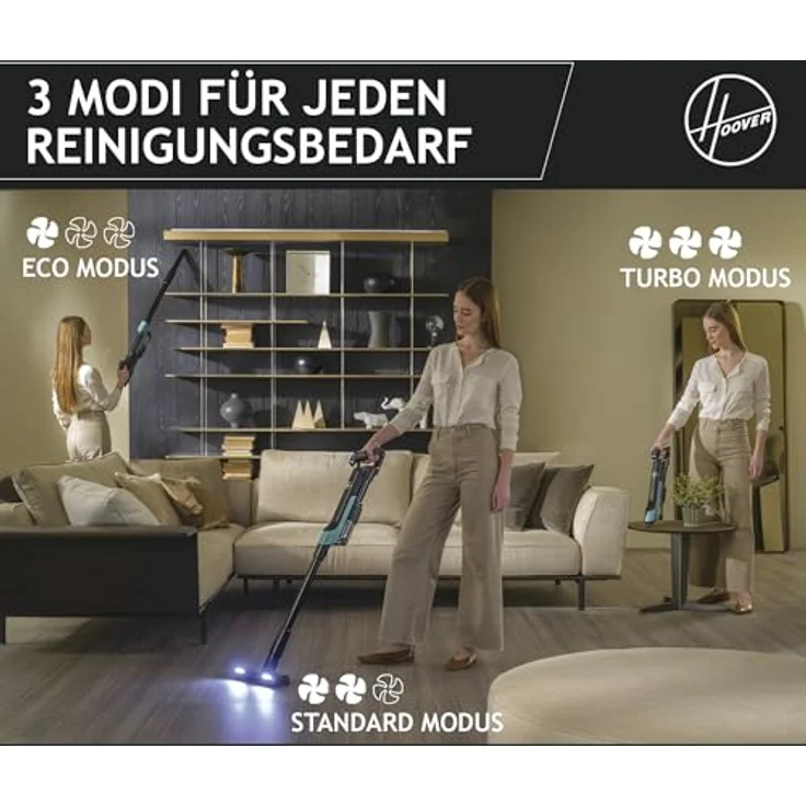 Hoover HF210P1 011 Akku Staubsauger für Tierhaare, LED & Hartbodendüse, 2in1 Pet Staubsauger kabellos mit Verdichtungs-Funktion, 500 POWERTIME in Blau – Bild 4