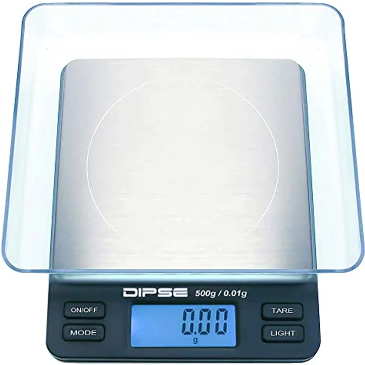 DIPSE TP-Serie - Küchenwaage, Feinwaage, TARA-Funktion, beleuchtetes Display, 0,5kg Tragkraft, silber, schwarz – Bild 6