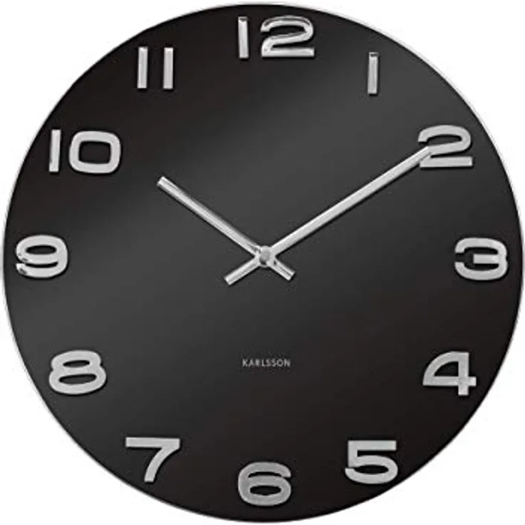 Karlsson KA4401 Wanduhr Vintage Glas Schwarz, Black, 35x35x4.2 cm