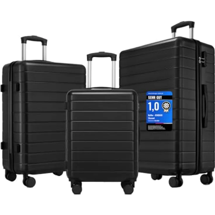 Shavont Koffer Set 3-teilig, Leichte ABS+PC-Hartschalenkoffer mit 4 leisen Spinner-Rädern, große und mittlere Koffer sowie Kabinenkoffer, platzsparend stapelbar – Bild 1