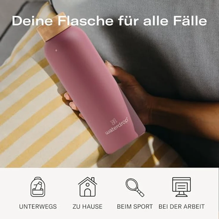 Waterdrop MICRODRINK Steel Bottle 600ml isolierte Trinkflasche auslaufsicher | Thermosflasche 24h kalt, 12h heiß | doppelwandige Edelstahl Wasserflasche | bruchsicher | Kohlensäure geeignet – Bild 3
