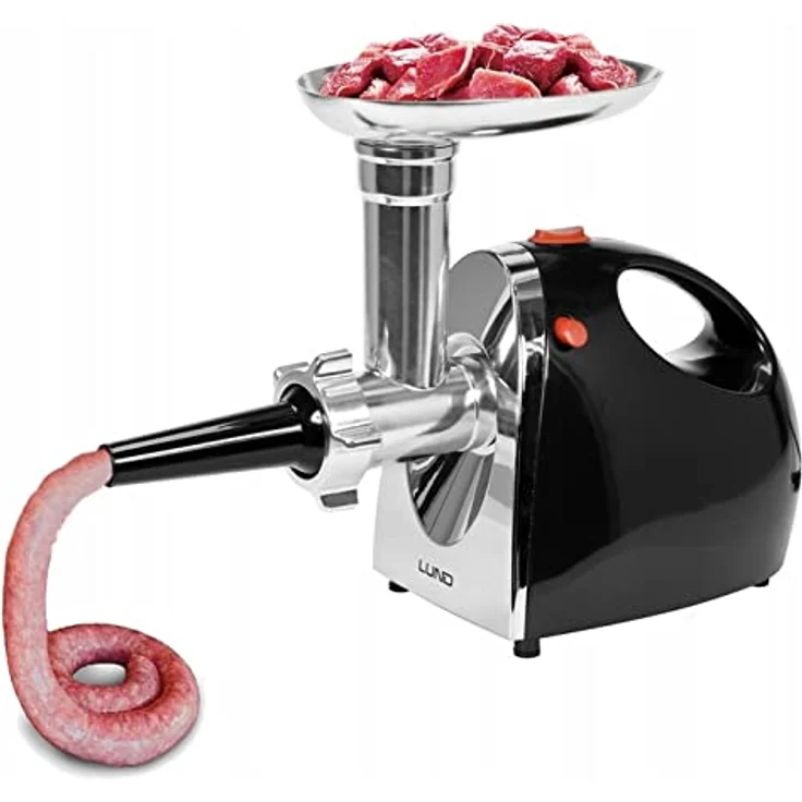 Lund 5-in-1 Fleischwolf, Gemüseschneider, Saftpresse, Wurstfüller 550 W mit Edelstahlklingen, schwarz – Bild 5