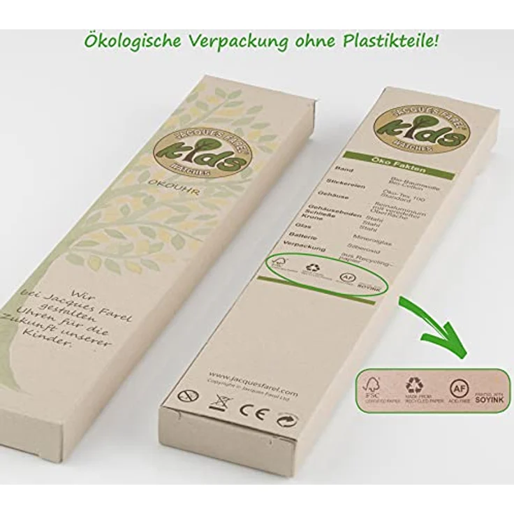 Jacques Farel Solaruhr ORSO 3105, Kinderarmbanduhr mit 31 mm Gehäuse, allergikerfreundlichem Reinaluminium und mineralisch vergütetem Glas, nachhaltiges Geschenk für Kinder – Bild 6
