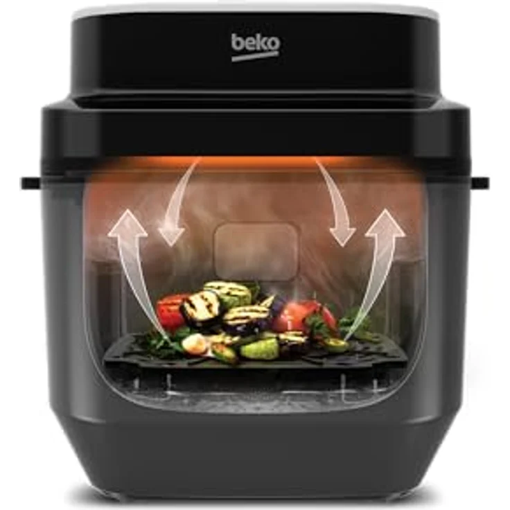 BEKO Digitale Luftfritteuse FRL5474B, 2570 W, 8 Kochprogramme, 7,6 l Fassungsvermögen, Dampfgaren, modernes Design – Bild 3