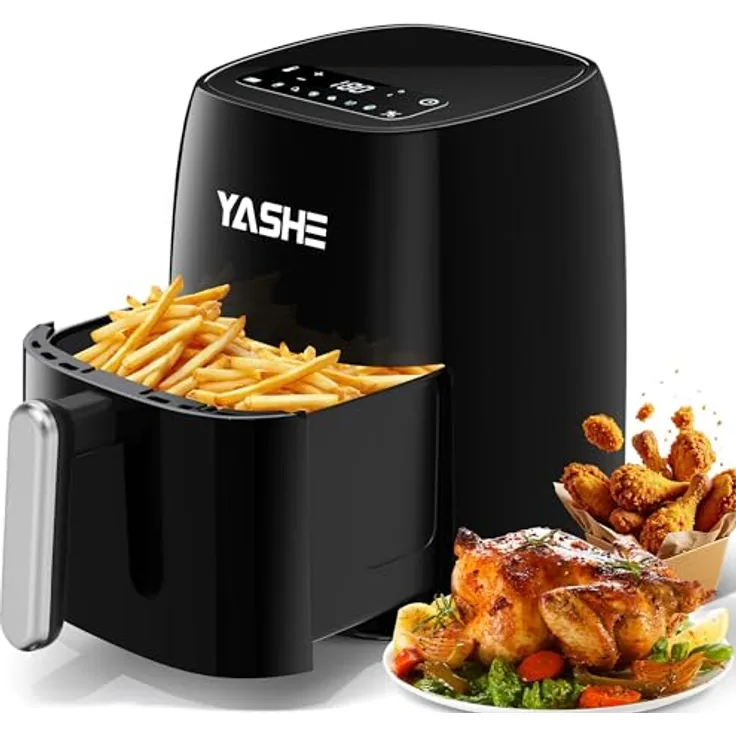 YASHE 4,2L Heißluftfritteuse mit 1500W, LED-Touchscreen, 6 Programmen, rot