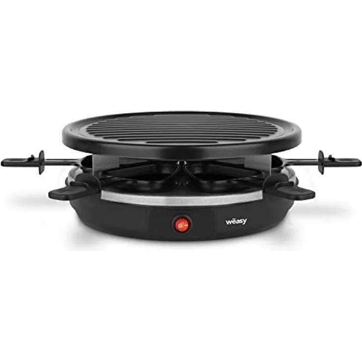 Raclette & Grill für 6 Personen Luga60 Wëasy, abnehmbare Grillplatte, leicht zu reinigen, 6 Pfannen mit Antihaftbeschichtung, spülmaschinenfest, schwarz, 900 W – Bild 1