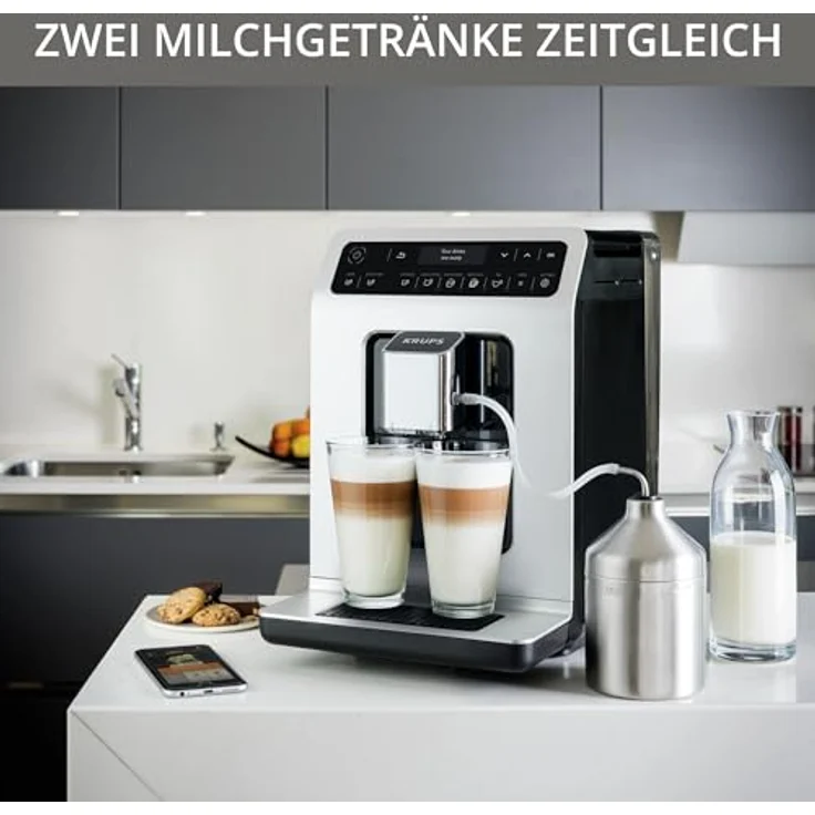 Krups EA891D Evidence Kaffevollautomat, Barista Quattro Force Technologie, 12 Kaffee-Variationen, 3 Tee-Variationen, One-Touch-Cappuccino Funktion metall – Bild 6