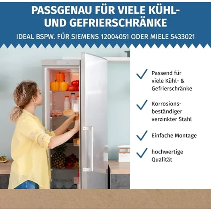 LUTH Premium Profi Parts Türscharnier Set, oben und unten, silbern, kompatibel mit Bosch Siemens 12004051, für Kühlschrank und Gefrierschrank – Bild 3
