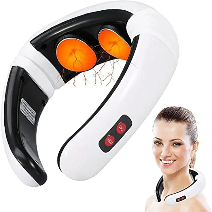 NACKY EMS Nackenmassagegerät Nacken Massage Massagegerät Vibration Wärmefunktion 16 Stufen