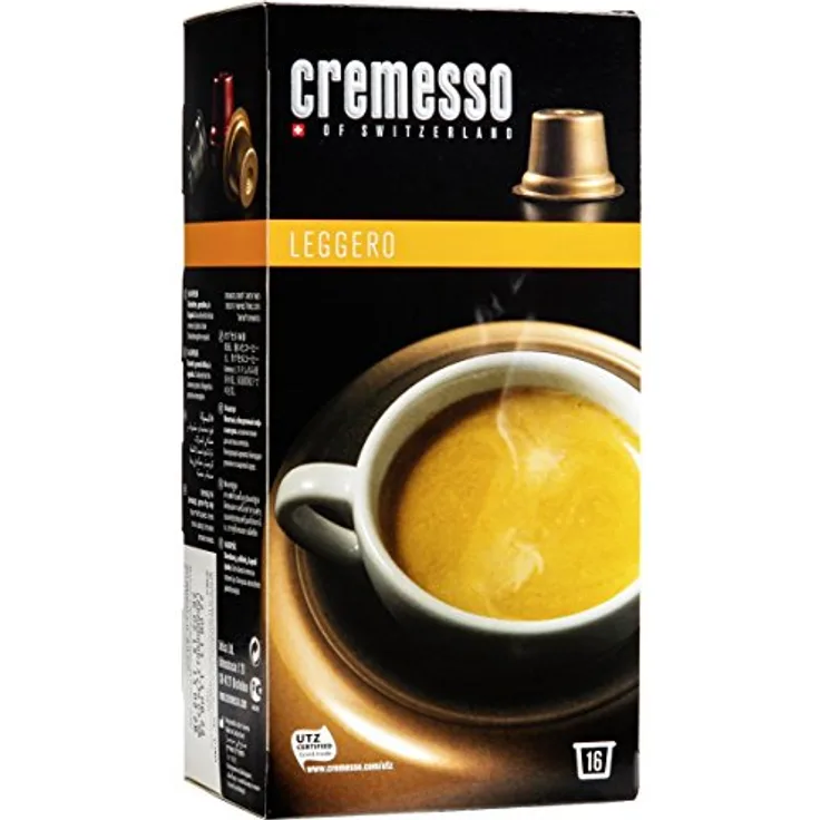 Cremesso Lungo Leggero 16 Kapseln, sanfter Röstkaffee mit abgerundetem Aroma, Stärkegrad 1/5, geeignet für 110ml Tassengröße