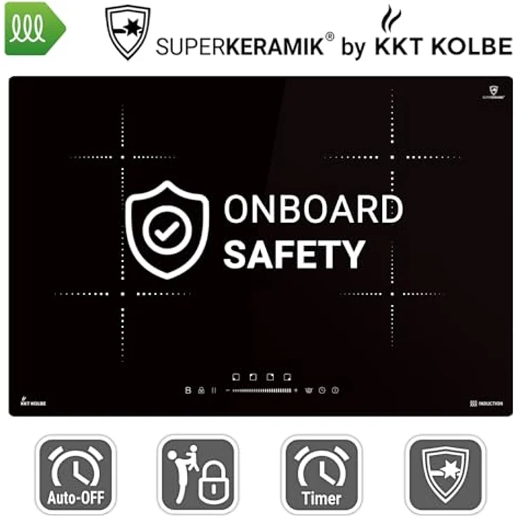 KKT KOLBE Induktionskochfeld 80 cm | Autark | 4 Zonen | 9 Stufen | Schnellaufheizung | Rahmenlos | IH87704RL, Superkeramik-Glaskeramik, Schwarz – Bild 5