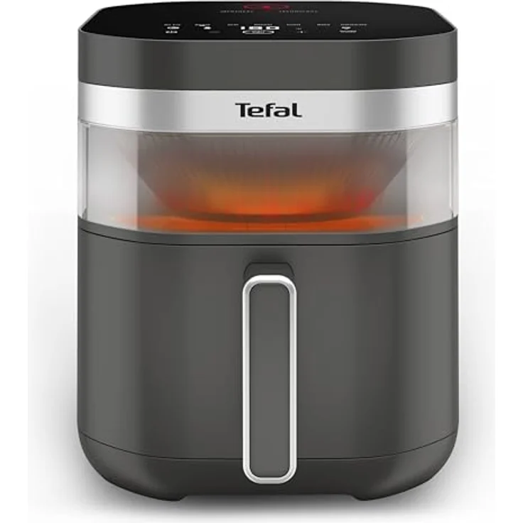 Tefal Easy Fry EY832HE0, Infrared Heißluftfritteuse mit 7 L Fassungsvermögen, doppelte Heizelemente, 8 voreingestellten Programmen und LED-Sichtfenster, Dunkelgrau – Bild 2