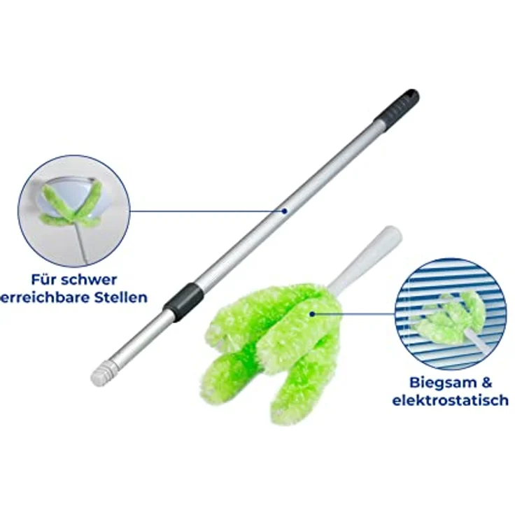 Maximex Teleskop-Staubwedel Spider, Ausziehbar bis 133 cm mit 4 biegsamen Mikrofaser-Armen und magnetischer Staubanziehung – Bild 3