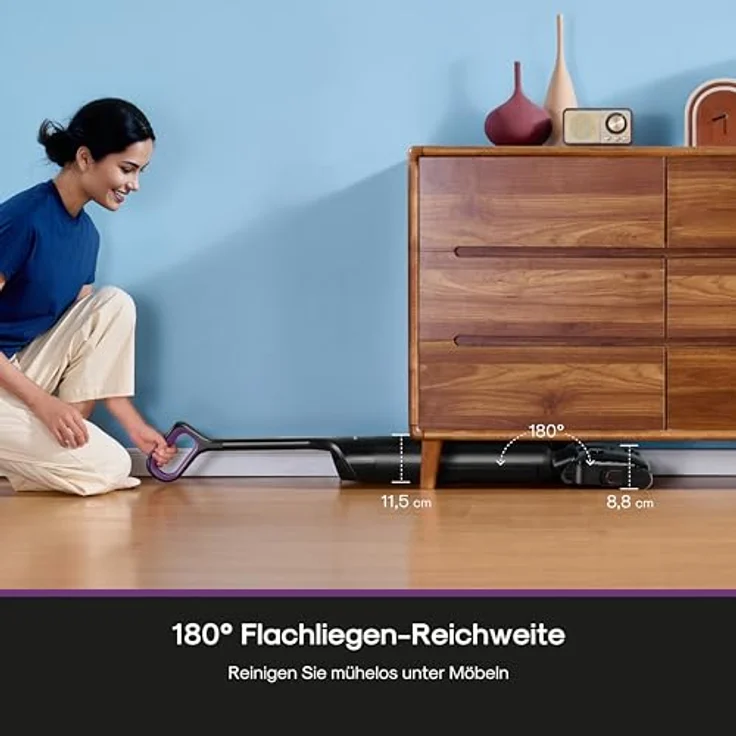 Eureka FloorShine 460, Kabelloser Nass Trockensauger mit Wischfunktion, 180° Flachdesign, 17000 Pa, 30 min Laufzeit für harte Böden – Bild 2