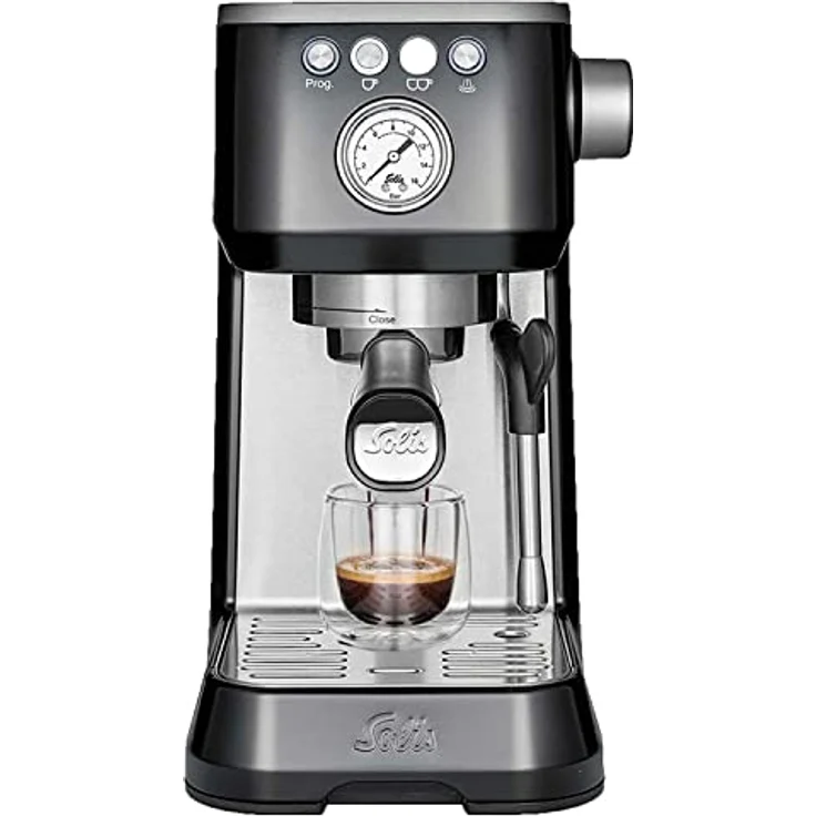 Solis Espressomaschine Barista Perfetta Plus 1170 V2 - Siebträgermaschine - Manometer - Dampf-/Heißwasserdüse - Temperaturregler - 54 mm Siebträger - Doppelauslauf - Schwarz – Bild 1
