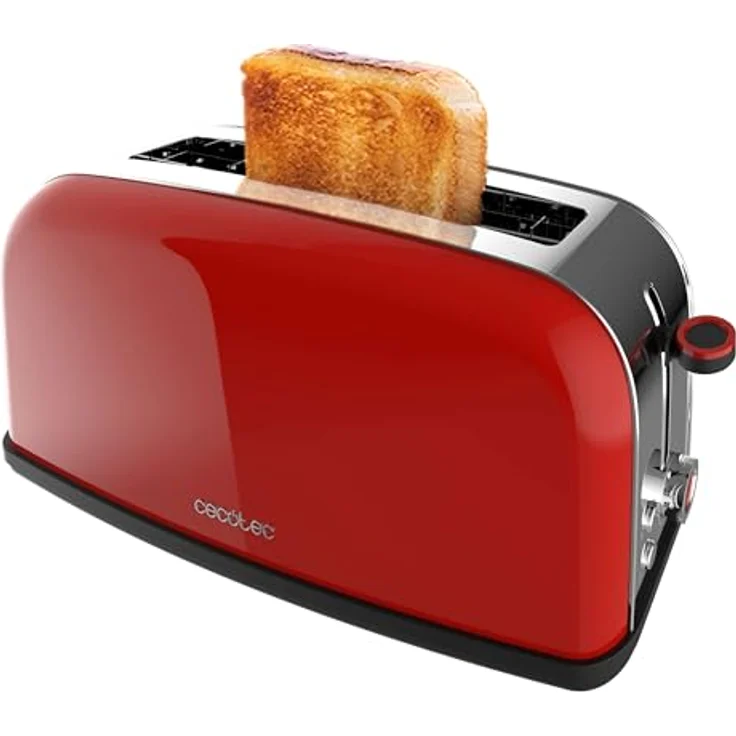 Cecotec Vertikaler Toaster Toastin' time 850 Red Long Lite, 850W, Edelstahl, 2 Scheiben, Breiter Schlitz, Voreingestellte Funktionen, Einstellbare Röstkontrolle – Bild 1