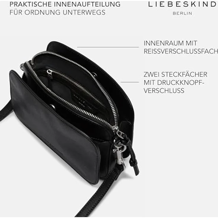 Liebeskind Berlin Umhängetasche NOOS HARRIS Luka, Leder, Midnight Sky, mit Reißverschluss und abnehmbarem verstellbarem Schulterriemen – Bild 5