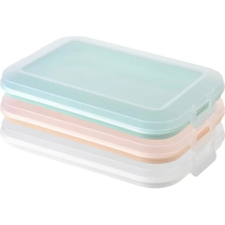Engelland Frischhaltedose Aufschnittdosen für den Kühlschrank, Aufschnittboxen, PP-Kunststoff, BPA-frei, (Vorteils-Set, 3-tlg, mit transparentem Deckel), stapelbar, platzsparend, Ordnung im Kühlschrank, Organizer, Stapelbox – Bild 1