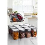 Hermia Concept BNMPEGYAR12-2 Vorratsdosen-Set (12-teilig), Anthrazit, aus BPA-freiem Polypropylen, spülmaschinenfest, 2000 ml