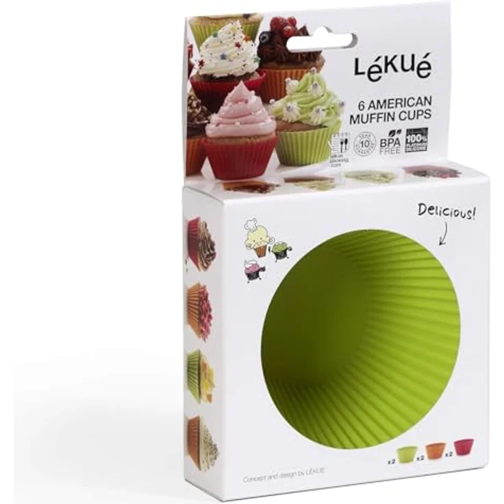 Lékué Big Muffin-Backformen 6er-Set, Silikon, schwarz, 20x20x8 cm, 6-Einheiten – Bild 5