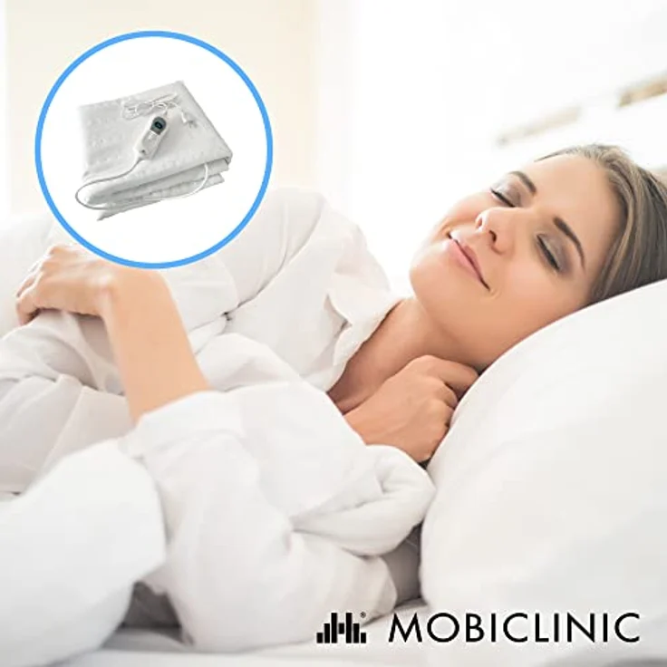 Mobiclinic, Wärmeunterbett, Für Einzelbetten, 150 x 80 cm, Europäische Marke, Waschbar, Heizdecke mit 3 Temperaturstufen, Elektrische heizdecke, Anpassungsfähig, Farbe Weiß – Bild 2