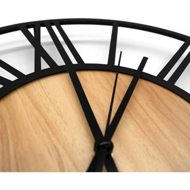 K&L Wall Art Ø 40cm große Wanduhr XL Industrielle Metall Holzuhr Vintage Wohnzimmeruhr lautlos Quartz Uhrwerk ohne Tick-Geräusche – Bild 3
