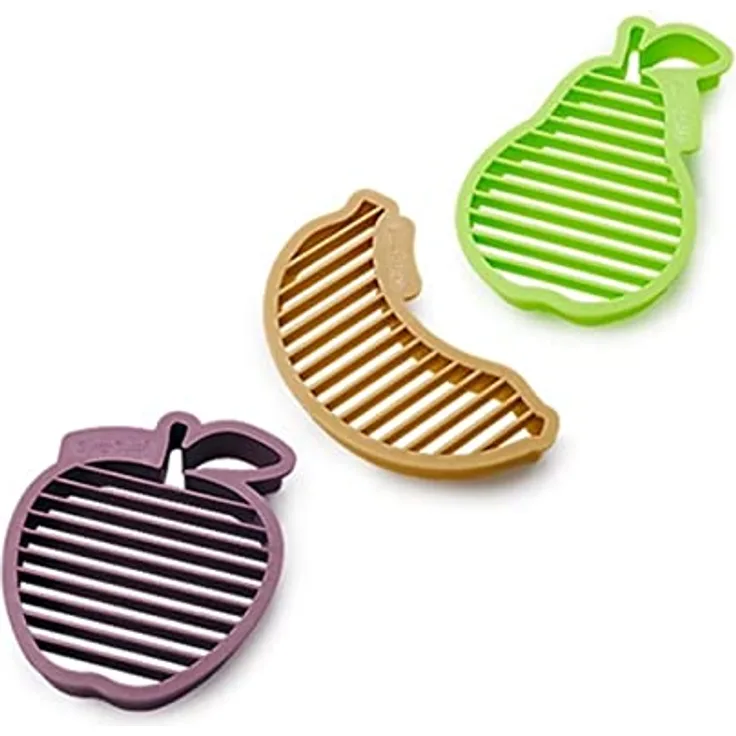 Betty Bossi Ausstechformen Jalousie-Ausstecher Früchte, Birne, Apfel, Banane Ausstecher mit zwei Funktionen, Teig ausstechen, Frucht einschneiden - 3er-Set