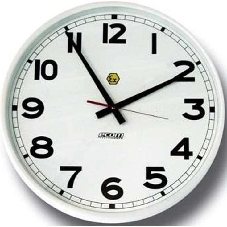 Pepperl & Fuchs Ex-Time, Wanduhr für explosionsgefährdete Bereiche, analoge Quarzuhr, 40 cm, weiße Metallkonstruktion