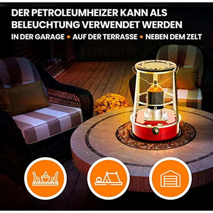 Extralink Aladdin EX.30783, tragbarer Kerosinheizer in Rot und Silber, 9000 BTU/H, 15-18 Stunden Betriebszeit, ideal für Camping und Notfälle – Bild 6