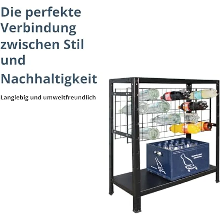 SCHULTE Regalwelt Weinregal für bis zu 32 Flaschen, 90x80x35 cm (HxBxT), schwarz, Getränkeregal, Weinflaschenregal, Flaschenregal – Bild 7