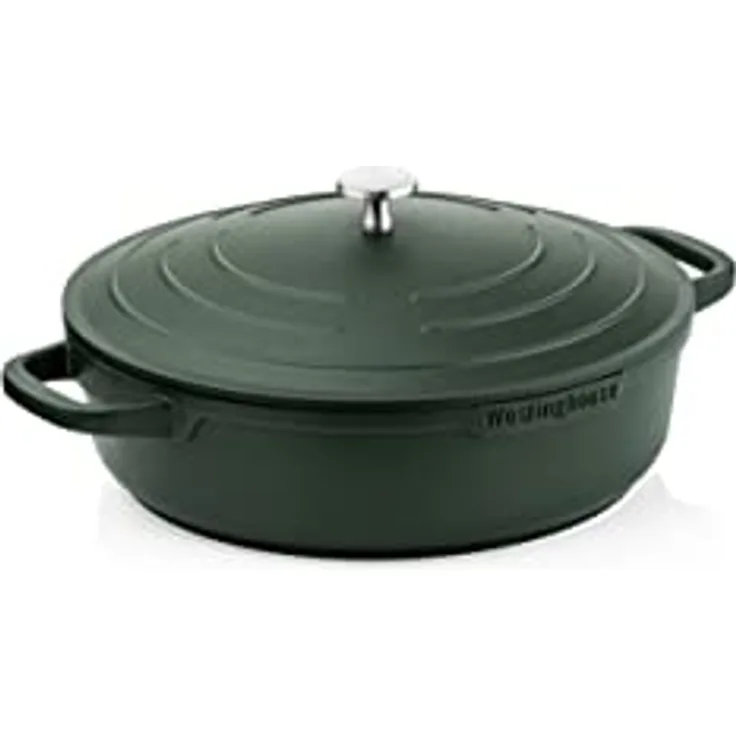 Westinghouse PERFORMANCE SERIES Schmorpfanne Hoher Rand - 32cm Servierpfanne Induktion - Pfanne mit Deckel für alle Herdarten & Backofenfest - Einschliesslich Griffhalter - Grün, WCCC0095L32SG