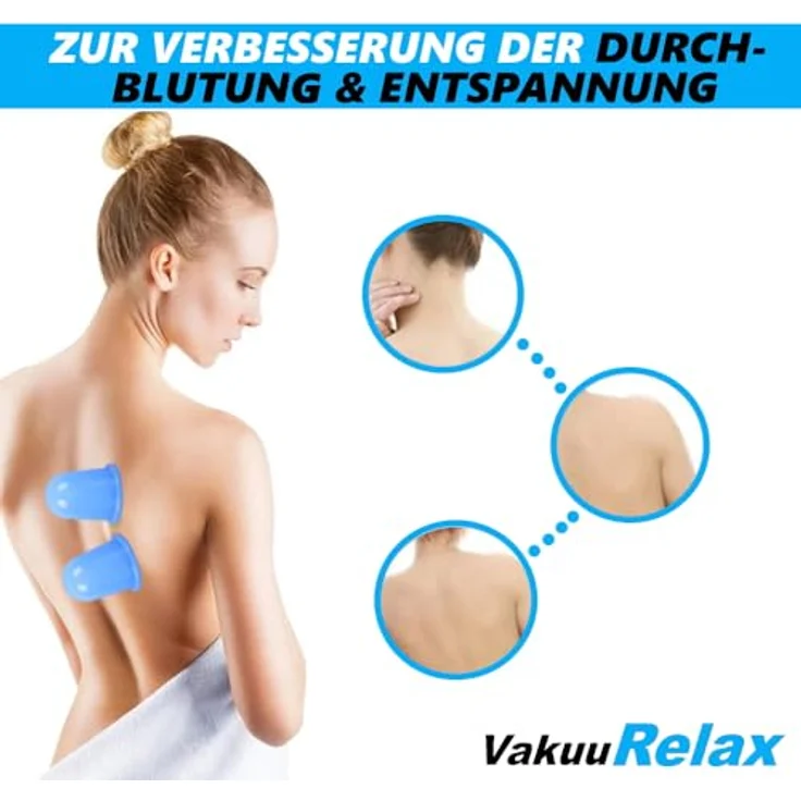 MAVURA Vakuum-Massager VakuuRelax Silikon Schröpfgläser Set - Hautstraffung und Rückenentspannung - Blau [2 Stück] – Bild 3