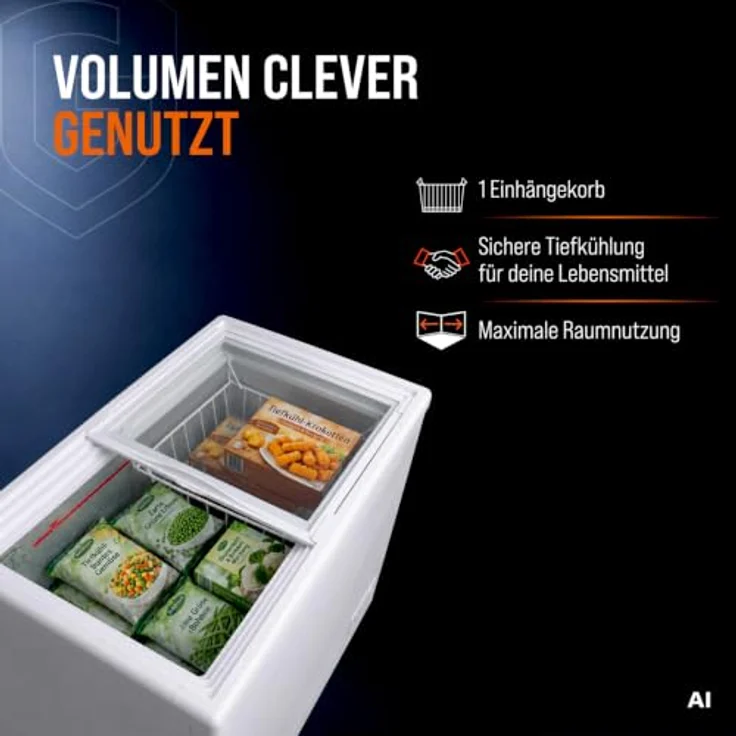 GASTROHERO Tiefkühltruhe ECO 200, 197 Liter Lagerkapazität mit Glasschiebedeckel, abschließbar, statische Kühlung – Bild 4