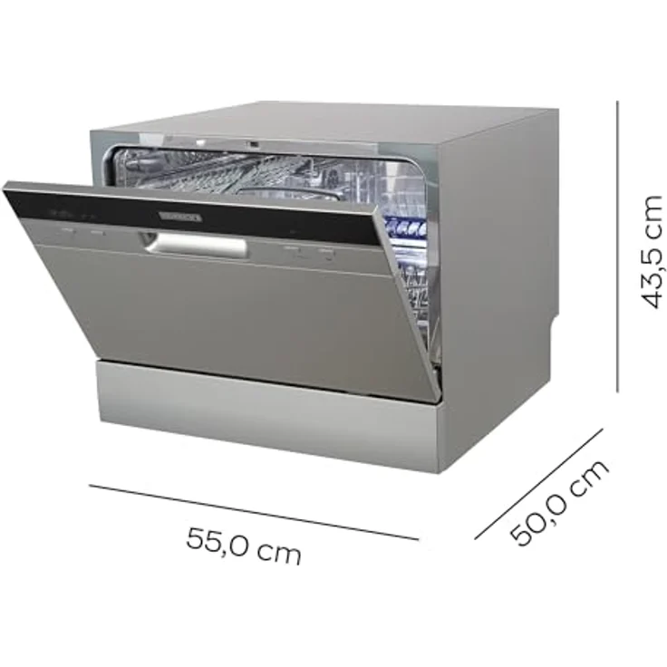 HEINRICHS HTG 8840, tragbarer Mini Geschirrspüler mit 7 Programmen, 6,5L Wasserverbrauch, freistehend, silber – Bild 3