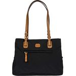 Bric's X-Bag Shopper, Handtasche aus strapazierfähigem Nylon mit Lederdetails, Schwarz, 3 Hauptfächer