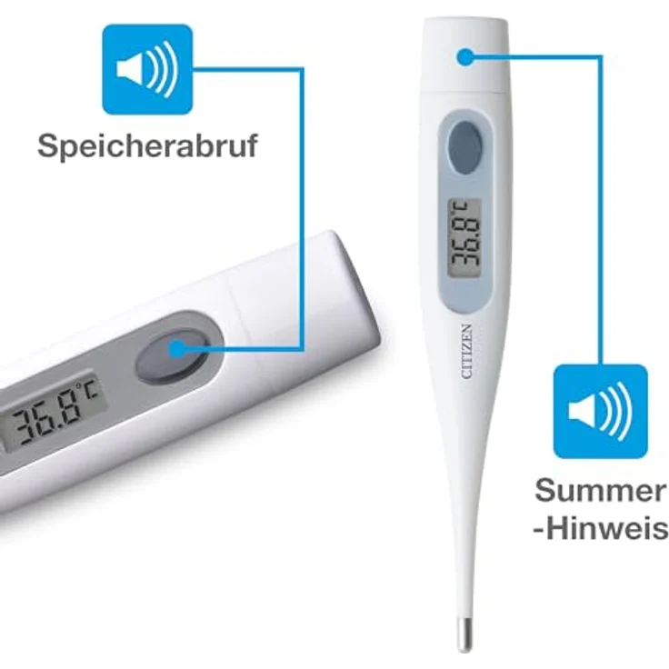 Citizen CTA303, Antibakterielles, wasserfestes digitales Thermometer mit Fieberalarm, für oral, Achselhöhle und rektal, präzise Messung für Erwachsene, Kinder und Babys – Bild 5