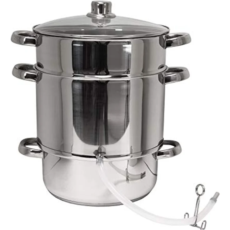 dema Dampfentsafter, mit integriertem Kochtopf-Set, Obstentsafter, aus Edelstahl, Einfüllschacht für ganze Früchte, direkter Saftauslauf, induktionsgeeignet, zerlegbar, silber – Bild 2