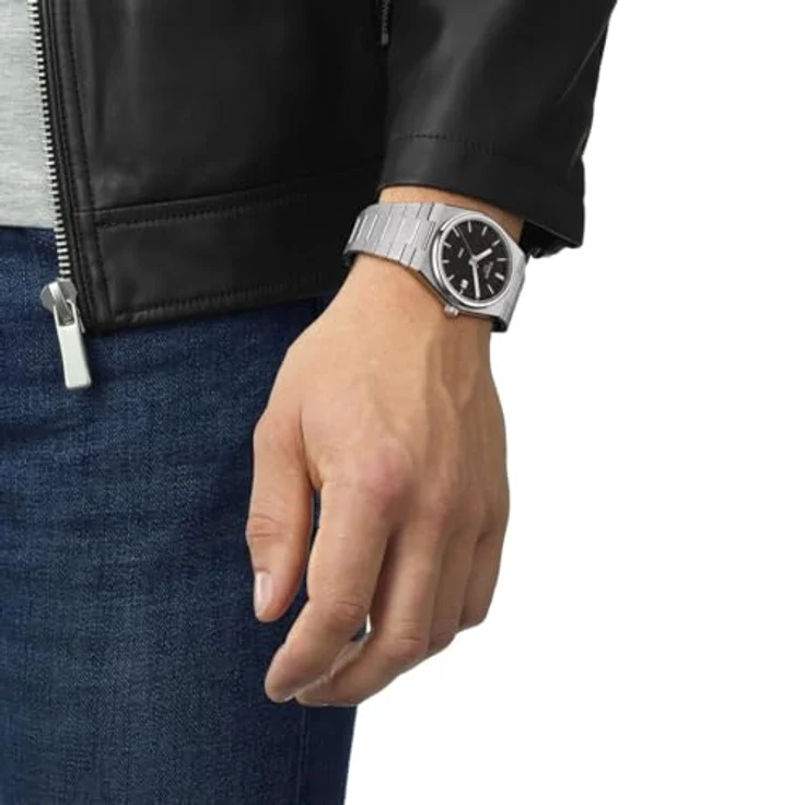 Tissot PRX Herren Armbanduhr, 40mm Quarzwerk, Edelstahlgehäuse, schwarzes Ziffernblatt, Datum – Bild 4